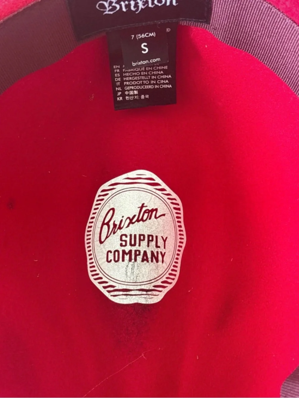 Brixton Wide-Brim Felt Fedora in Deep Red with Burgundy Band